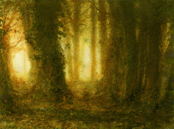 Trees in mist - Wooburn Green (gum bichromate with watercolours)